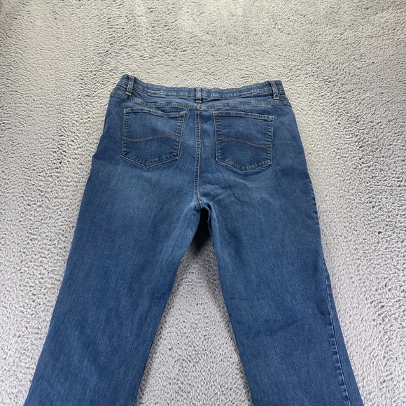 Lee Jeans Womens 16 Blue Denim Cotton Straight Stretch Waistband Faded Workwear - Picture 7 of 11